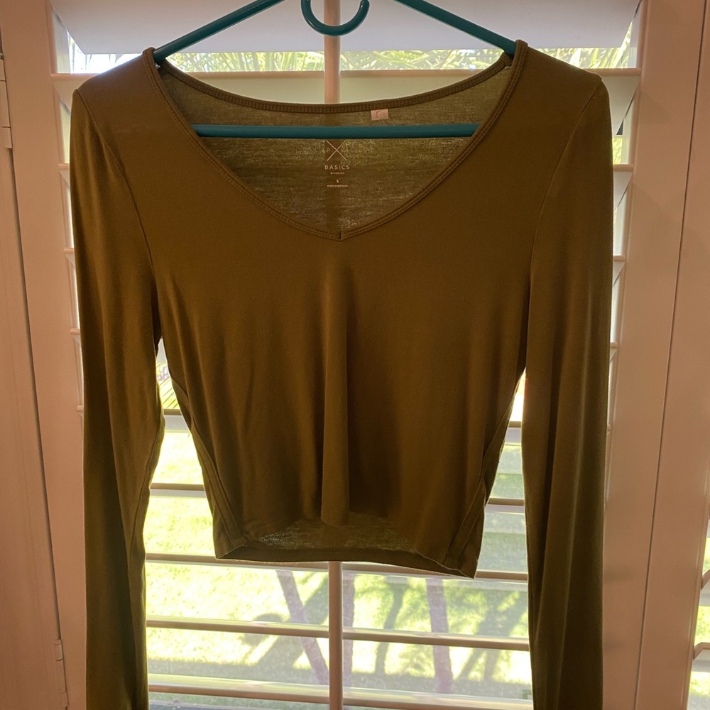 Olive Green Long Sleeve Top